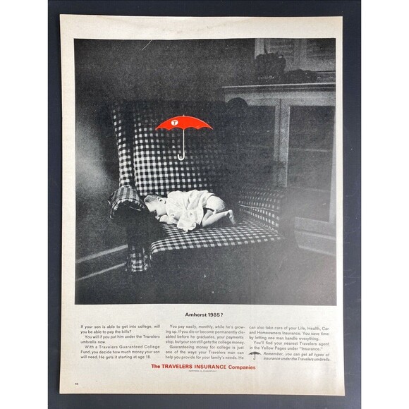 The Travelers Insurance Co. "Put your son under the travelers Umbrella" Ad 1963 - Picture 3 of 3